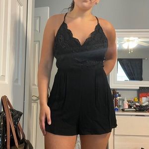 LUSH Lace Romper Open Back